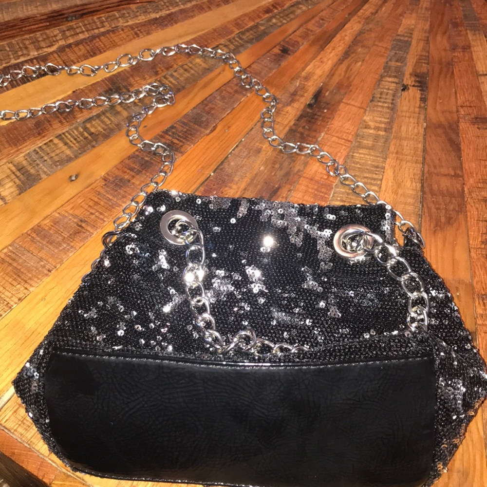 Fiona Lang black and silver sequin bag